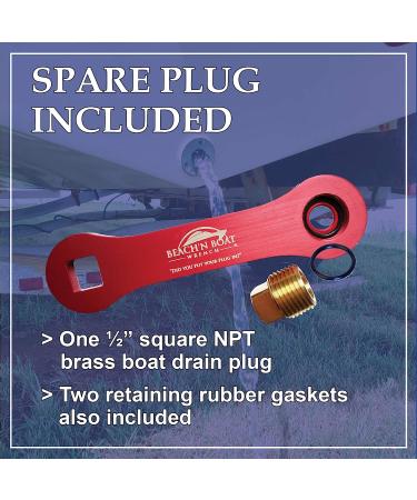 Elite Engineering USA BeachN Boat 1/2 NPT Drain Plug Wrench with Spare Brass Plug - Blue - Buy Online on SooperMarket.com