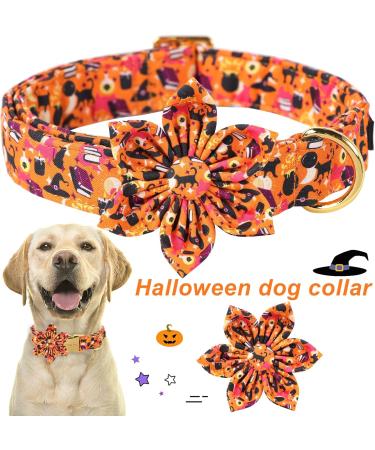 Buy Aring Pet Halloween Dog Halison - Sweet Orange Flower Design Adjustable Cotton Collars for All Dog Sizes (X-Large) - Buy Online on SooperMarket.com