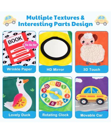 Synearry Color Baby Fabric Book | Interactive Picture Book with Mirrors | Toddler Perception Learning Toy | Perfect Gift for Babies 0-6 Months - Buy Online on SooperMarket.com