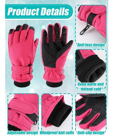 Kids Winter Waterproof Ski Gloves 2 Pairs for Cold Weather - Purple Red - 3-6 Years - Buy Online on SooperMarket.com