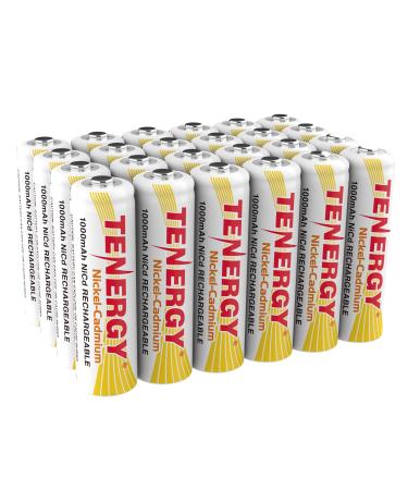 Tenergy AA Rechargeable NiCD Battery 1.2V 1000mAh High Capacity AA Batteries for Solar Lights Garden Lights Yard Light 24 Pack 24 Count
