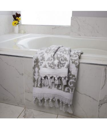 SKL Home Mirage Fringe 100% Turkish Cotton Gray Bath Towel - Buy Online on SooperMarket.com