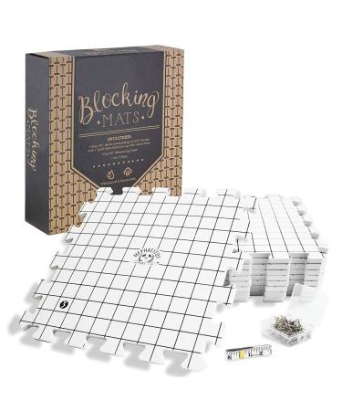 Hephaestus Crafts Blocking Mats for Knitting - Pack of 9 GRAY Blocking Boards with Grids for Needlepoint or Crochet. 150 T-pins