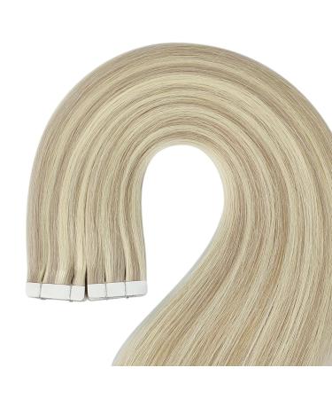 Youngsee Aschblond Tape In Extensions - Real Hair 55cm Invisible 20 Pcs #18/613 - 50g for Gorgeous Highlights - Buy Online on SooperMarket.com