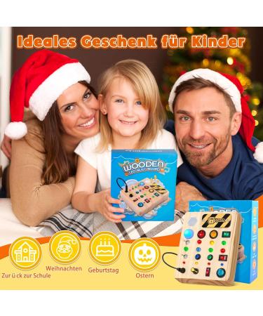 Norbase Montessori Busy Board with LED | Educational Toys for Kids 1-3 Years | Perfect Wooden Gifts for Young Girls - Buy Online on SooperMarket.com