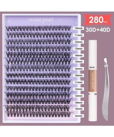 Lash Extension Kit: 280pcs Individual Lashes with Bond and Seal Tweezers - 30+40D 10-16mm Mix Curl Clusters for DIY Eyelash Extensions at Home - Buy Online on SooperMarket.com