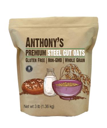 Anthony's Premium Steel Cut Oats, 3 lb, Gluten Free, Non GMO, Irish Oatmeal, Whole Grain 3 Pound (Pack of 1)