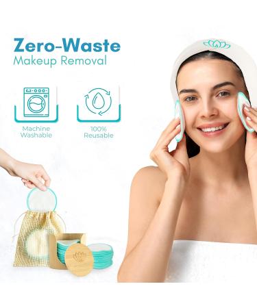 16 Pack Reusable Makeup Remover Pads - Eco-Friendly Cotton Pads with Laundry Bag & Bamboo Box - Perfect for Makeup Removal - Buy Online on SooperMarket.com