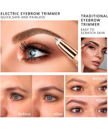 2-in-1 Rechargeable Eyebrow Trimmer & Facial Hair Removal for Women | Painless Hair Shaver with LED Light - Rose Gold - Buy Online on SooperMarket.com