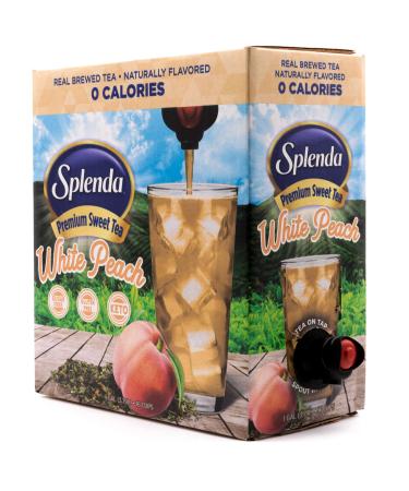 SPLENDA White Peach Premium Sweet Green Tea On Tap, Sweetened With Splenda ( fluid ounces/1 gallon) Bag In Box Liquid, Ready to Drink, White Peach Green Tea, 128 Fl Oz White Peach Green Tea BIB