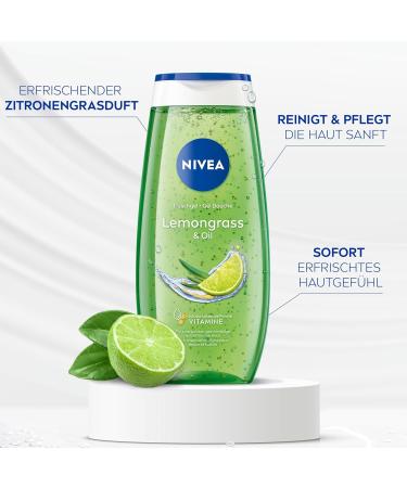 Nivea Lemongrass & Oil Shower Gel 250ml - pH-Skin-Neutral Nourishing Formula with Invigorating Lemon Fragrance - Pampering Shower Experience - Buy Online on SooperMarket.com