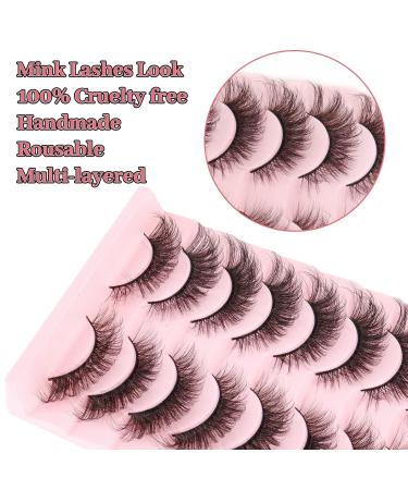 MilyBest 20mm Cat Eye False Eyelashes 10 Pairs - Fluffy Wispy D Curl Volume Natural Look Sets - Faux Mink A-Cat Eye Strip Lashes - Buy Online on SooperMarket.com