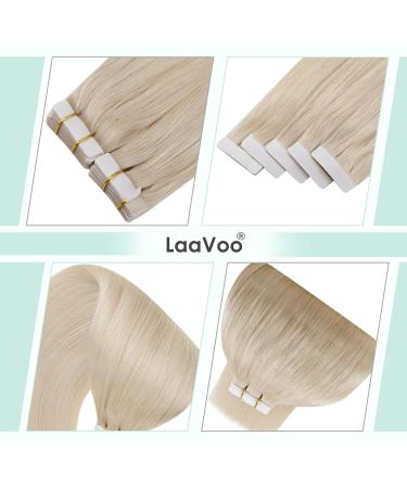 Laavoo 65cm Tape Extensions - Real Hellblond Hair Extensions 50g 20PCs #613 26 Inch Bleached Blonde Real Hair with Adhesive - Buy Online on SooperMarket.com