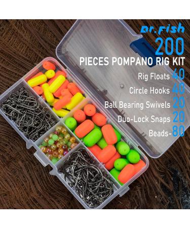 Dr.Fish 200PCs Pompano Rig Making Kit | Surf Fishing Rig Accessories | Saltwater Bottom Rig Parts with Circle Hooks, Beads, Swivels, and Snaps - Buy Online on SooperMarket.com