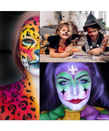 CCbeauty 22 Color Face Body Paint Kit - Halloween Neon Face Painting Set with UV Glow and Classic Colors - SFX Cosplay Makeup Palette with Brushes - Buy Online on SooperMarket.com