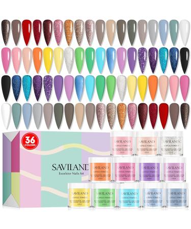 Saviland Acrylic Powder Set - 36 Colors with Nail Dehydrator and Non-acid PH Bond - Buy Online on SooperMarket.com