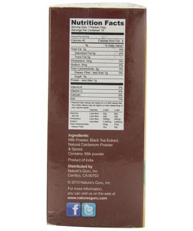 Nature's Guru Instant Masala Spice Chai Tea Drink Mix 10 Count Single Serve Packets - Unsweetened On-the-Go Drink, 5.64 oz (Pack of 1) - Buy Online on SooperMarket.com