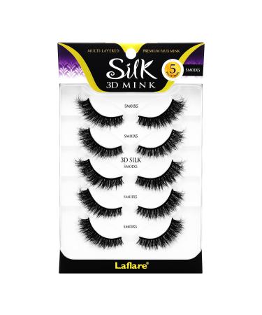 Laflare Silk Mink 3D False Eyelashes Light Fluffy Natural Looking False Lashes Wispy Lashes 5 Pairs Value Pack (SM01X5P)