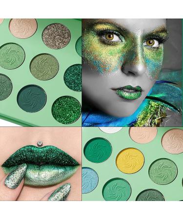 OKENTEN 15 Color Green Eyeshadow Palette - Vegan & Long Lasting Halloween Makeup - Buy Online on SooperMarket.com