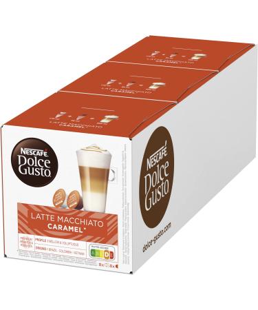 Nescaf Dolce Gusto Latte Macchiato Caramel 48 Coffee capsules Arabica Robusta Mixing fine caramel aroma and delicious milk foam aroma seal 3x16 capsules) 1 piece (3 Pack)