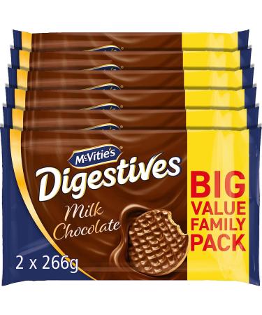 McVitie's Milk Chocolate Digestive Twin Pack 532 g (Pack of 6) Milk Chocolate Digestives 2 x 266g (Pack of 6)