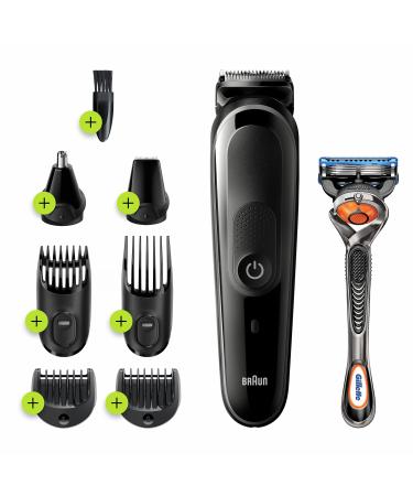Braun Hair Clippers for Men, 7-in-1 Beard, Ear & Nose Trimmer, Mens Grooming Kit, Cordless & Rechargeable, with Gillette ProGlide Razor, Blue, 9 Piece Set
