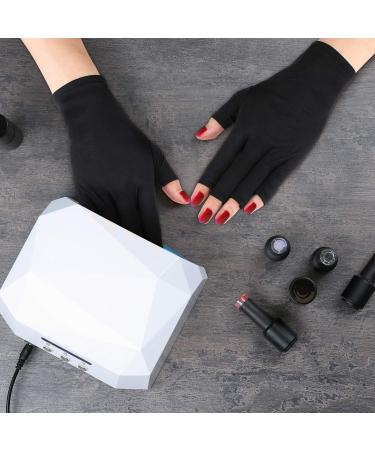 Quesuc 3 Pairs UV Shield Glove Gel Manicures Glove Anti UV Fingerless Gloves Protect Hands from UV Light Lamp Manicure Dryer (Black Purple White) - Buy Online on SooperMarket.com