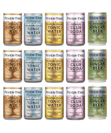Fever-Tree Tonic Water, Premium Sparkling, 5 Flavor Variety Pack, No Artificial Sweeteners, Flavorings or Preservatives, 5.07 Fl Oz Each (15 Cans)