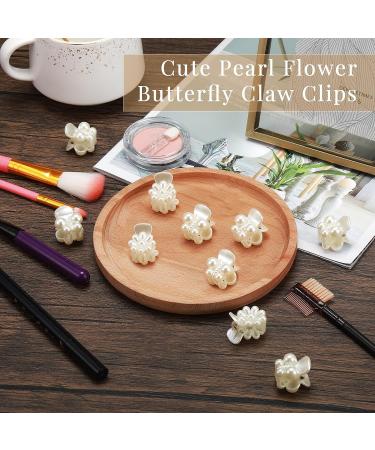 24 Pcs Mini Pearl Flower Hair Clips Set - Retro Style Decorative Hair Accessories for Women & Girls - White - Buy Online on SooperMarket.com