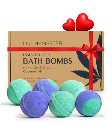 Organic Hemp Bath Bomb Gift Set with Coconut Oil and Shea Butter - Eucalyptus & Lavender Scented for Men and Women - Handmade in USA - 6 Pack - Buy Online on SooperMarket.com