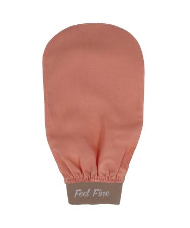 Turkish 100% Silk Exfoliating Gloves & Mitt Bath Scrub Exfoliator Body Glove Fake Tan Remover Bath Mitt for Women Men Shower Hammam Spa by Feel Fine (Salmon Pink & FF)