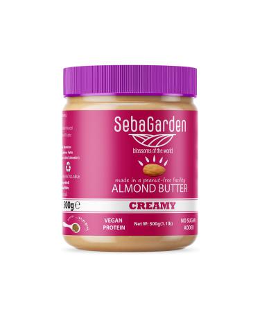 Seba Garden Almond Butter - 500g Pure Natural Creamy Smooth Californian Almonds Butter Spread 100% Almonds Paleo Keto Friendly No Sugar Added