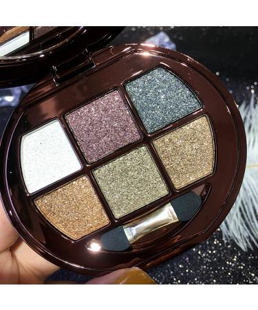 UIFCB Glitter Eyeshadow Palette - 6 Color Sparkle Shimmer Eye Shadow Makeup Set - Buy Online on SooperMarket.com