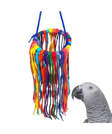 Bonka Bird Toys Aglet Heaven Cotton Colorful Chew Pull Parrot Quaker Macaw African Grey Cockatoo Parrotlet Quaker Budgie Finch Large Aglett