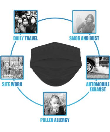 50 PCS Black Disposable Face Masks - 3-Ply Filter Earloop Mouth Cover for Comfortable Protection - Buy Online on SooperMarket.com