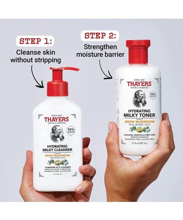 Thayers Milky Hydrating Face Toner with Snow Mushroom, Hyaluronic Acid & Elderflower - 12 FL oz | Gentle Alcohol-Free Skincare for Dry & Sensitive Skin - Buy Online on SooperMarket.com