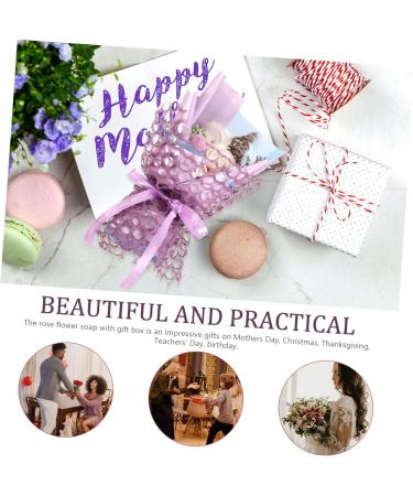 Angoily Rose Gift Box Decorative Soap Flower Birthday Bouquet Flower Bouquet Soap Flower for Women Soap Rose Bouquet The Gift Gifts Artificial Purple Miss Decorate 27X16CM Purple - Buy Online on SooperMarket.com