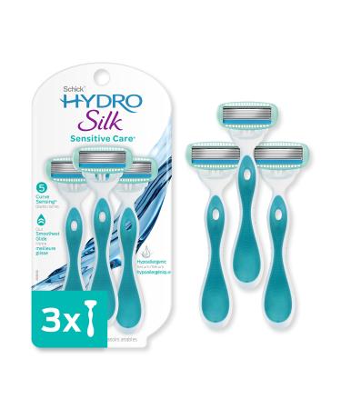Schick Hydro Silk Razor Disposable Razors for Women with Moisturizing Serum, Basic Pack 3 Count Basic pack 3 Count (Pack of 1)