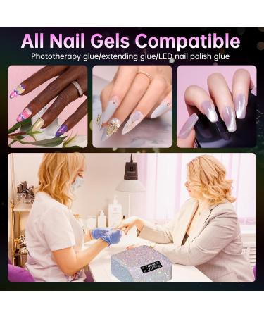 UV LED Nail Lamp 96W - Professional Quick Dry Curing Light for Salon & Home | 4 Timer Settings Auto Sensor A-white Sparkly Gel Polish Dryer - Buy Online on SooperMarket.com