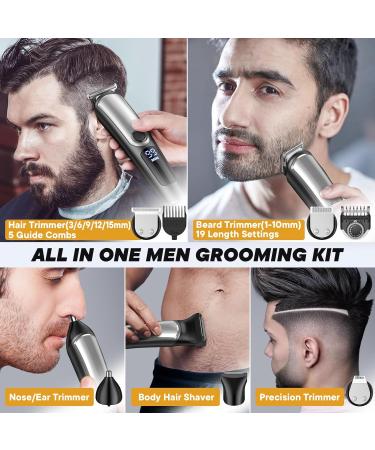 Premium Beard Trimmer for Men - Cordless Rechargeable Waterproof Electric Razor & Grooming Kit with LED Display | Ideal Gifts for Dads & Boys - Buy Online on SooperMarket.com
