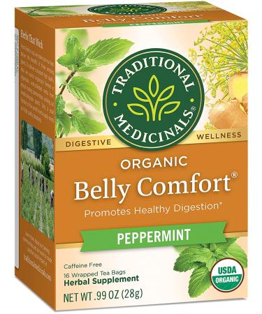 Traditional Medicinals Organic Belly Comfort Tea - Caffeine-Free Peppermint, 16 Wrapped Bags (0.99 oz) - Buy Online on SooperMarket.com
