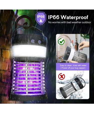 3000V Electric Solar Bug Zapper | Indoor Outdoor Mosquito Killer | Waterproof Pest Control Rechargeable Fly Trap for Home Kitchen Patio Camping - Buy Online on SooperMarket.com