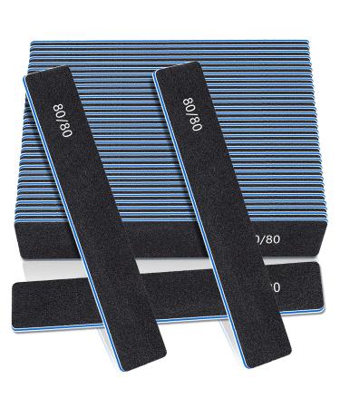 25Pcs Rectangle Nail Files 80/80 Grit  Nail Files for Acrylic Nails  Professional Nail Files Bulk Reusable  Double Sided Emery Boards  Jumbo Nail Files for Salon Use