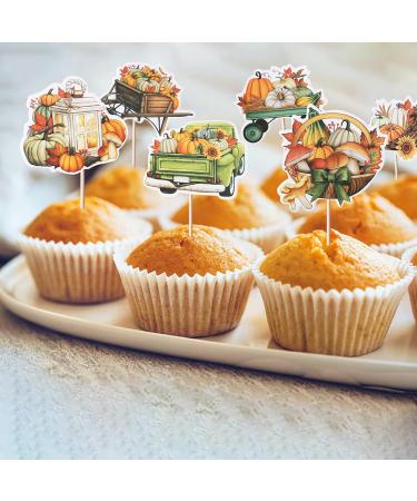 Rsstarxi 36 Pack Pumpkin Thanksgiving Cupcake Toppers Pumpkin Maple Fall Harvest Themed Cupcake Picks Decorations for Thanksgiving Fall Themed Turkey Autumn Party Cake Decorations Style 10 Orange - Buy Online on SooperMarket.com