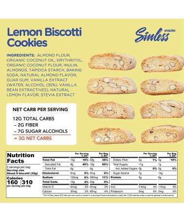 Sinless Snacks Lemon Biscotti Cookies - Soft & Chewy Keto Treats for Kids & Adults - 3 Ct - Buy Online on SooperMarket.com