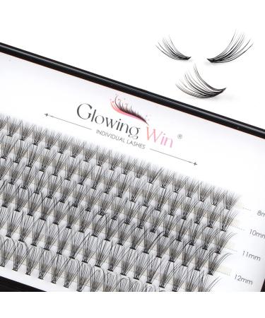 Glowing win eyelash individual cluster lashes individual false eyelashes of course 120 PCs DIY single eyelashes Artificial eyelash extensions eyelash extensions (0.07d 20d Mix8-14mm) 6-0.07d-20d-8-14