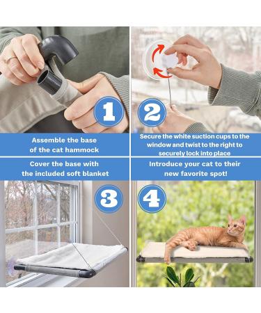Hanging Window Cat Hammock - Suction Cup Mounted Perch for Indoor Cats | 26.4 x 15.6 Inches - Buy Online on SooperMarket.com