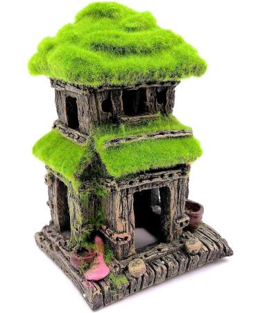 M2cbridge Aquarium Decorations Fish Hideout House Betta Cave with Green Lifelike Moss (Style 3) - Buy Online on SooperMarket.com