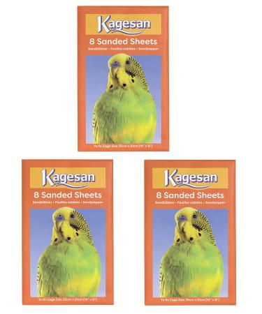 3 PACK KAGESAN ORANGE BIRD CAGE SAND PAPER SHEETS 24 SHEETS 35 X 21 CM 14 X 8