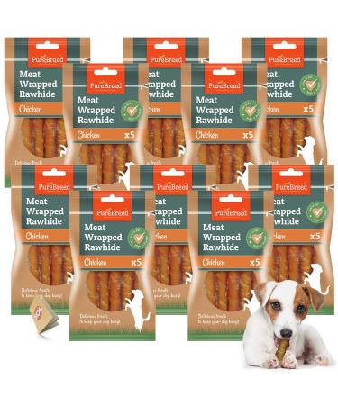 50pk Twist Rawhide Sticks Chicken Dog Treats | Chicken Wrapped Dog Chews Toy | Low Fat High In Protein Chicken Twists for Dogs | Chicken Rawhide Dog Chew | Chewy Twists with Chicken with SOL Sticker Chicken 5 Count (Pack of 10)